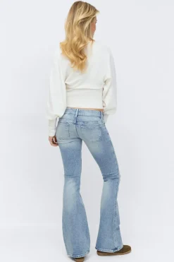 14+ pleated flare jeans