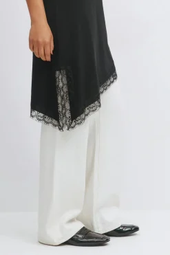 Asymmetric lace detail tunic
