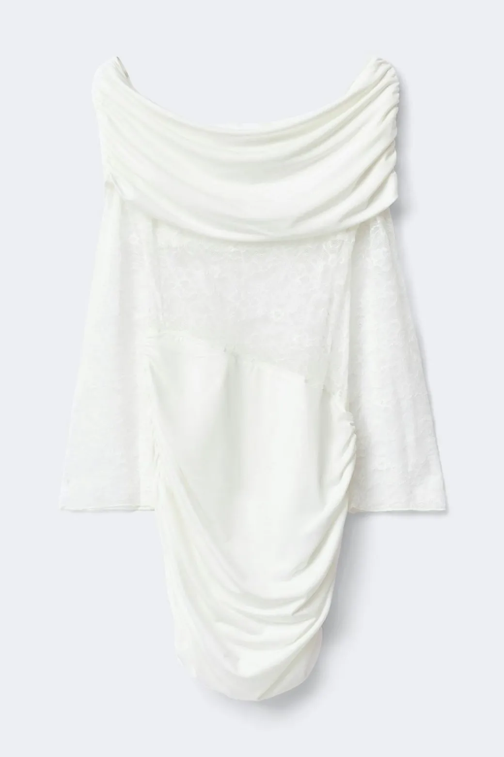 Asymmetric lace mini dress