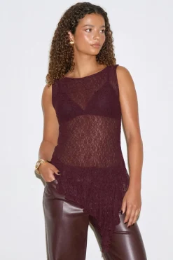 Asymmetric lace top
