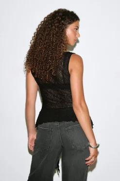 Asymmetric lace top