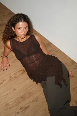 Asymmetric lace top