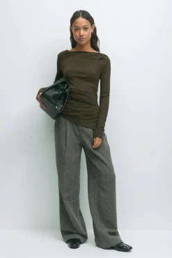 Asymmetric long sleeve top