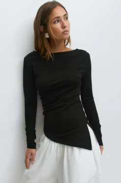 Asymmetric long sleeve top