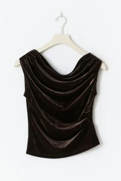 Asymmetric velvet top