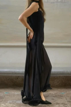 Bandeau frill maxi dress