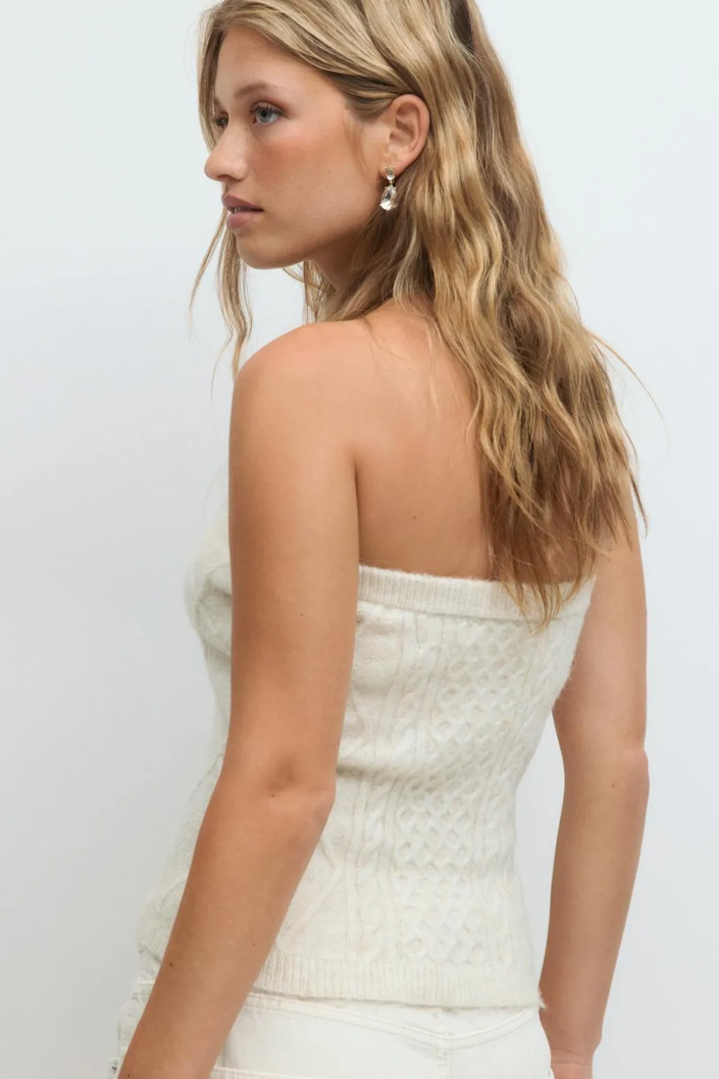 Cable knitted tube top
