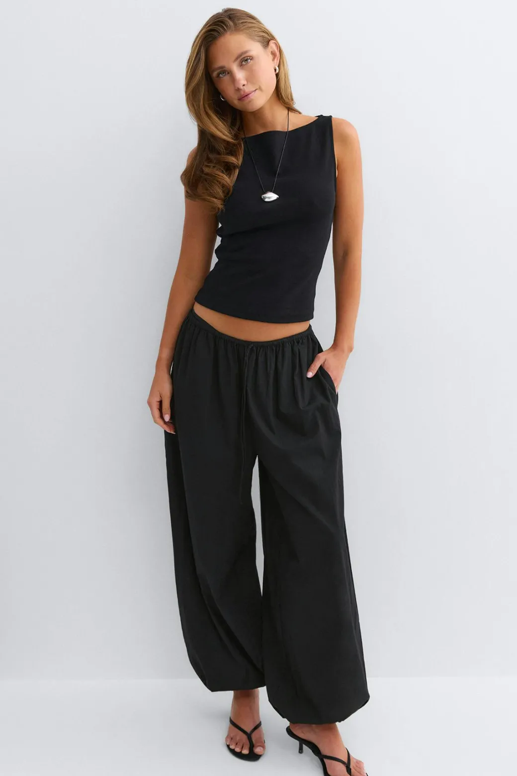 Cotton balloon trousers