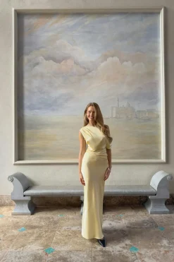 Draped satin maxi dress