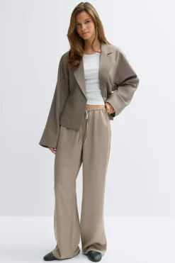 Drawstring satin trousers