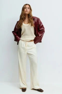 Drawstring satin trousers
