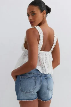 Drop loose denim shorts