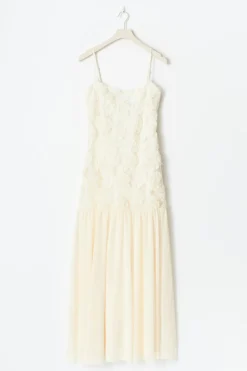 Embroidery dropped waist dress