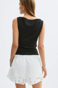 Embroidery poplin shorts