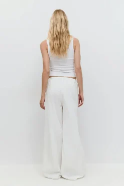 Embroidery poplin trousers