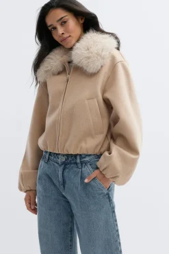 Faux fur collar jacket