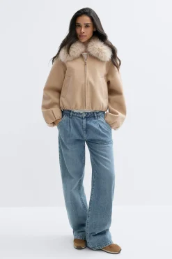 Faux fur collar jacket