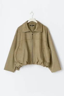 Faux suede high neck jacket