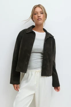 Faux suede short jacket