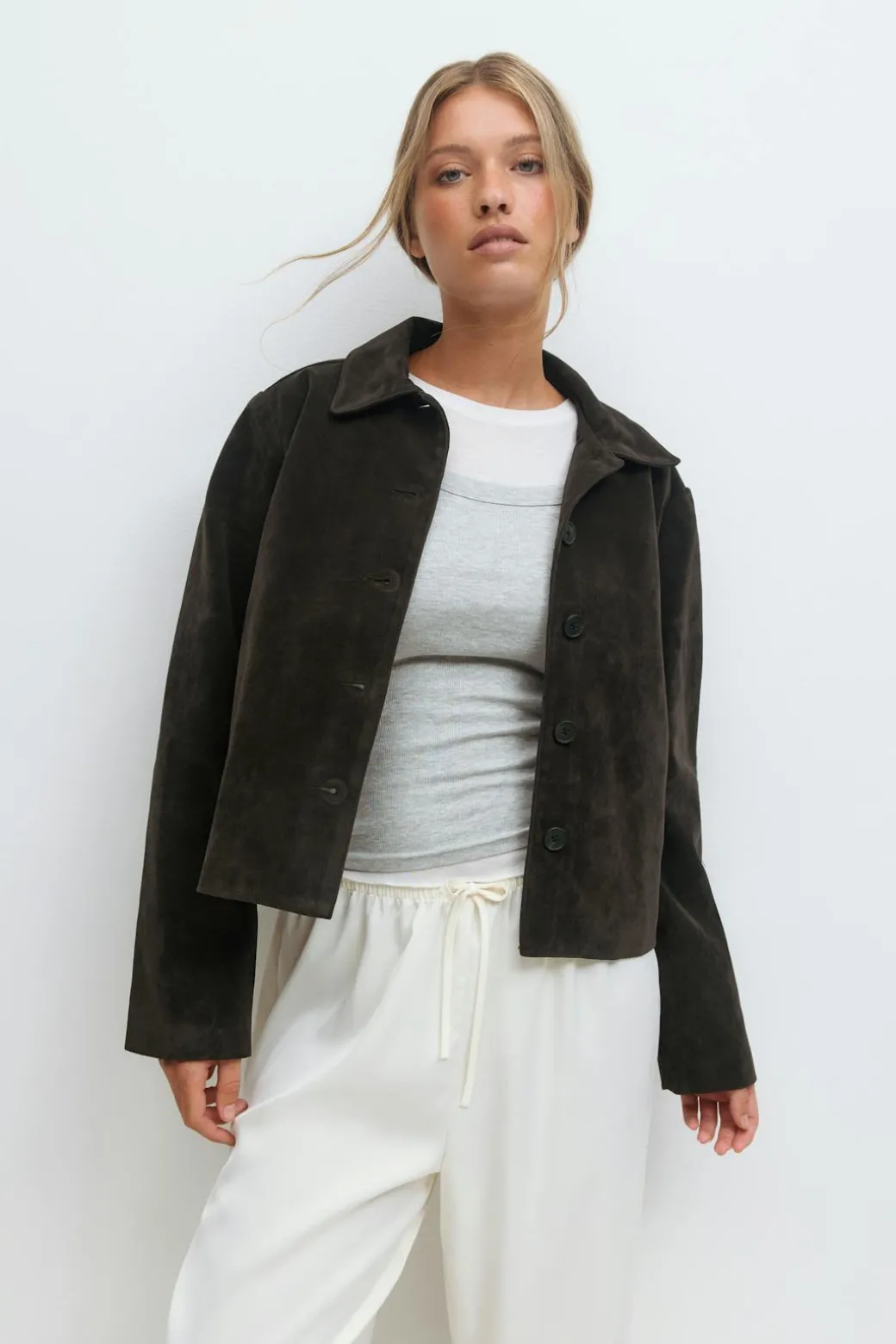 Faux suede short jacket