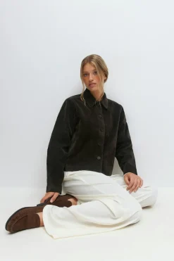 Faux suede short jacket