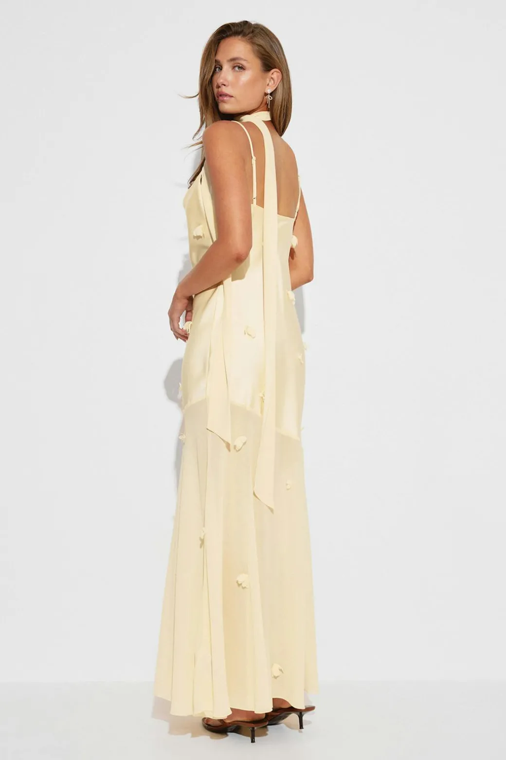 Floral maxi cowlneck dress