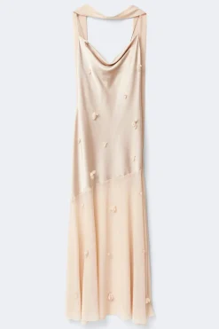 Floral maxi cowlneck dress