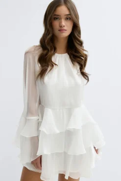 Flowy frill mini dress
