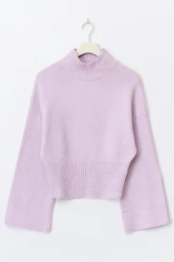 Funnel neck knitted sweater