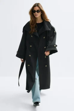 High neck trench coat