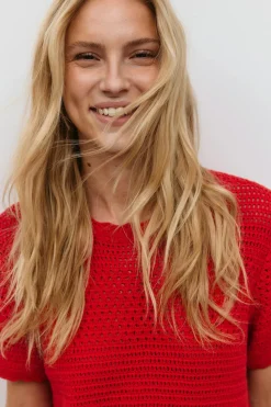 Knitted crochet t-shirt dress