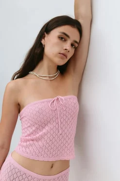 Knitted crochet tube top
