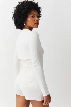 Knitted folded down shorts