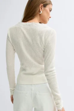 Lace detail button top