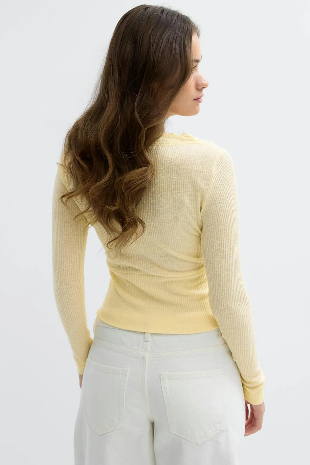 Lace detail button top
