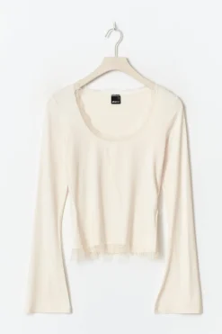 Lace detail scoop neck top