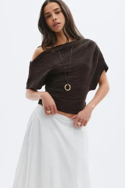 Lace dropped shoulder top