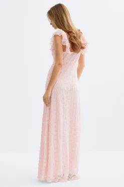 Lace frill maxi dress