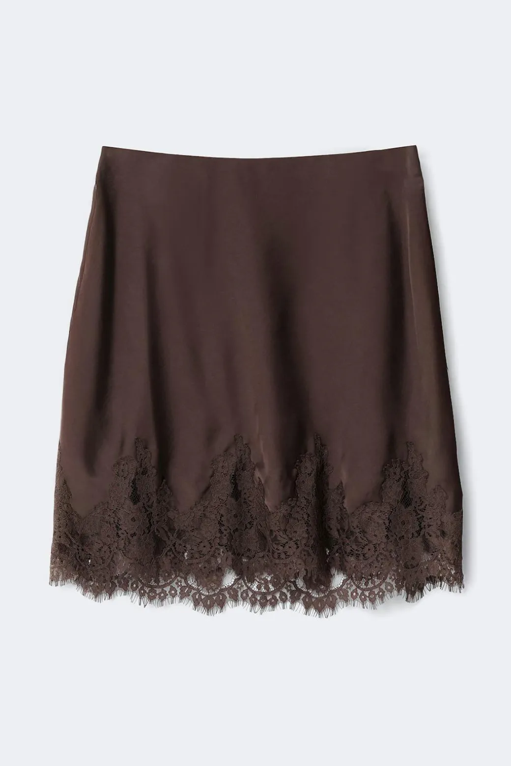 Lace satin mini skirt