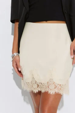 Lace satin mini skirt