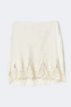 Lace satin mini skirt