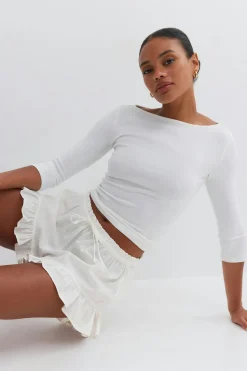 Linen blend frill shorts