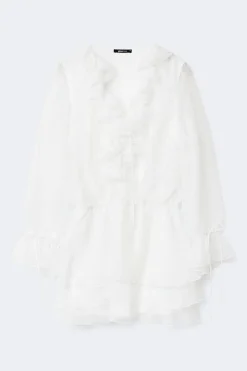 Long sleeve frill mini dress