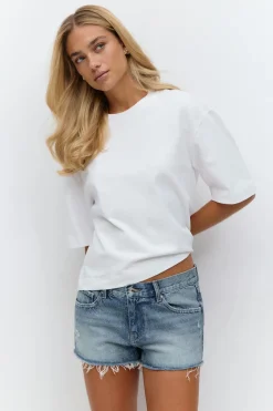 Low denim shorts