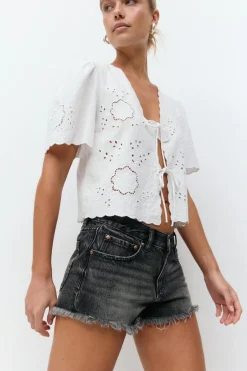 Low denim shorts