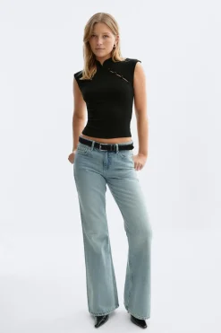 Mandarin collar button top