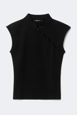 Mandarin collar button top