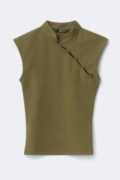 Mandarin collar button top