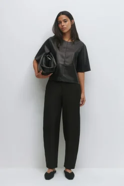 Mid waist barrel trousers