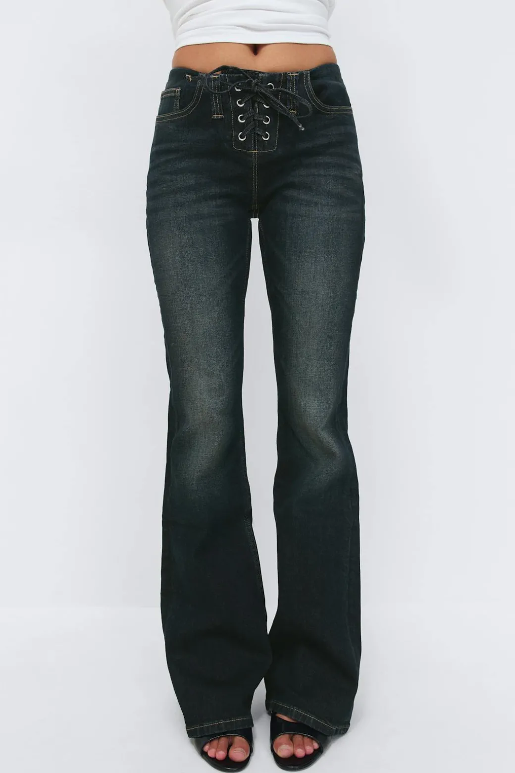No waist bootcut jeans